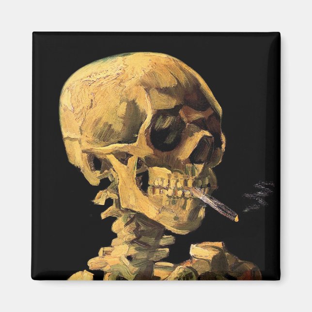 Imán Vincent Van Gogh - Calavera con cigarrillo encendi (Frente)