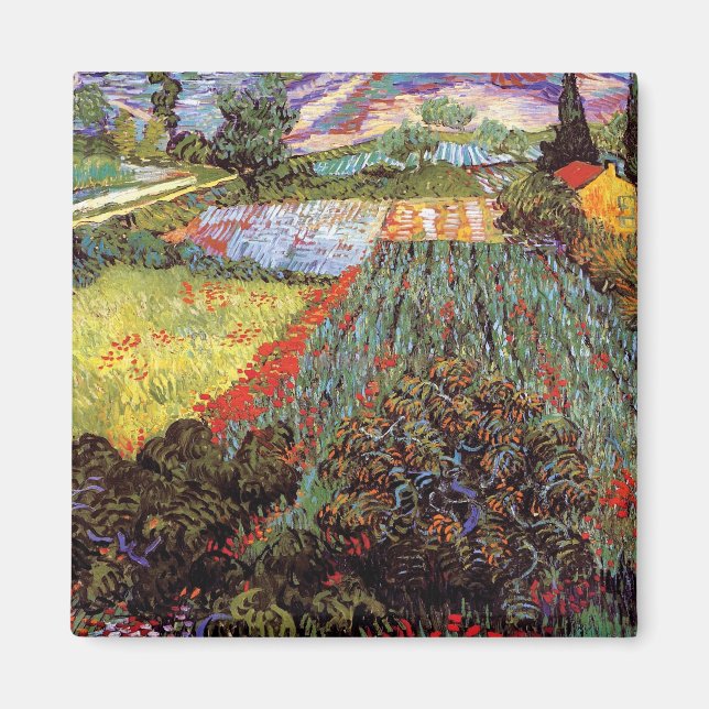Imán Vincent Van Gogh - Campo con amapolas Arte fino (Frente)