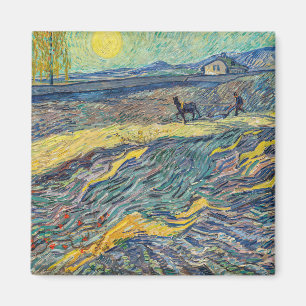 Imán Vincent van Gogh - Campo con campesinos arando