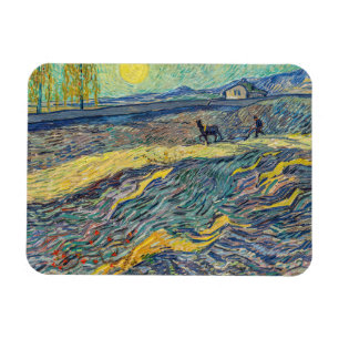 Imán Vincent van Gogh - Campo con campesinos arando