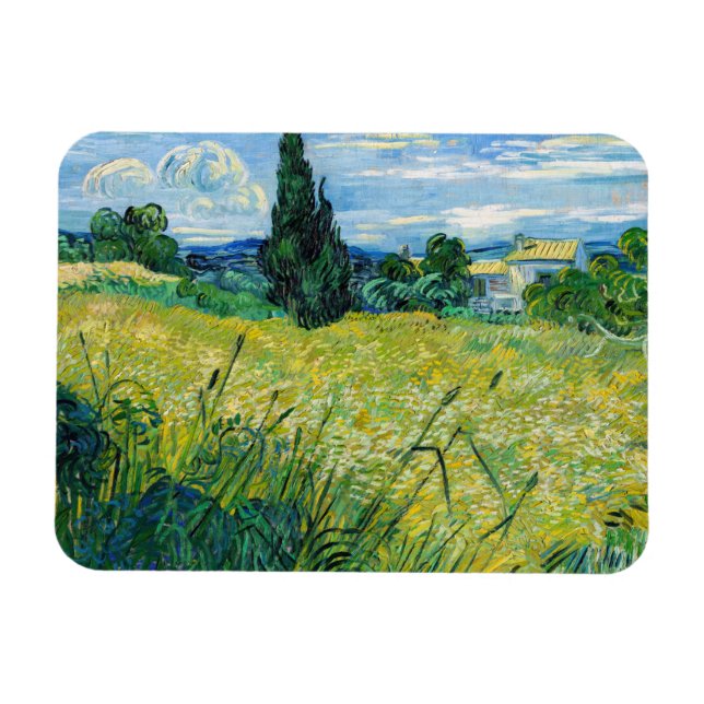 Imán Vincent van Gogh - Campo de Trigo Verde con Cypres (Horizontal)