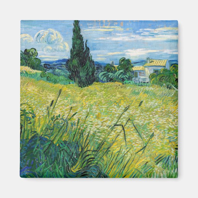 Imán Vincent van Gogh - Campo de Trigo Verde con Cypres (Frente)