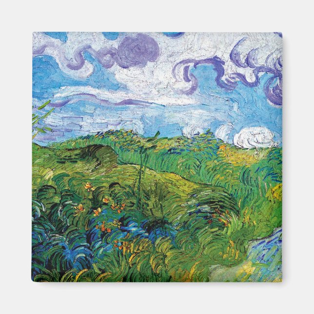 Imán Vincent Van Gogh - Campos de trigo verde en Auvers (Frente)