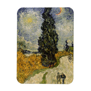 Imán Vincent van Gogh Carretera con cipreses, 1890