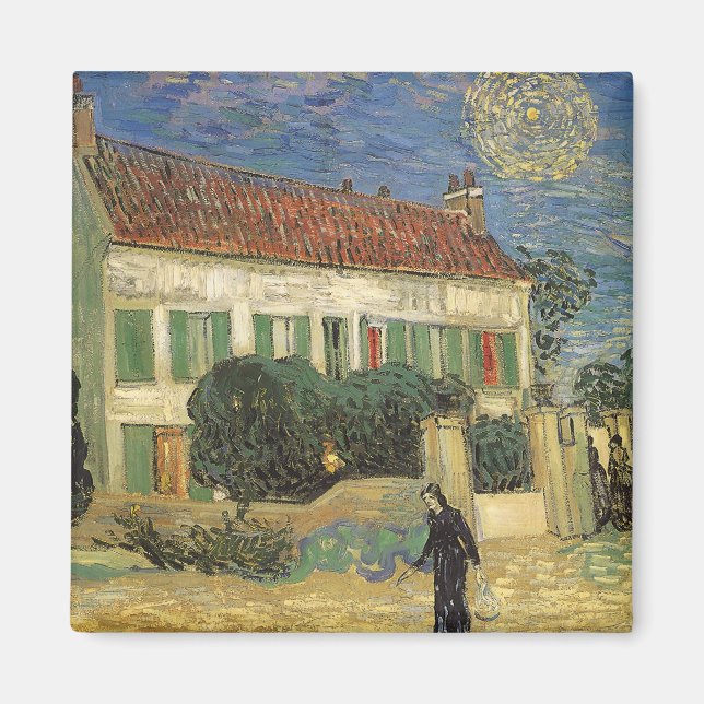 Imán Vincent van Gogh - Casa Blanca de noche (Frente)