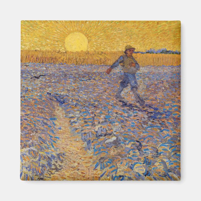 Imán Vincent van Gogh - El sembrador con sol poniente (Frente)
