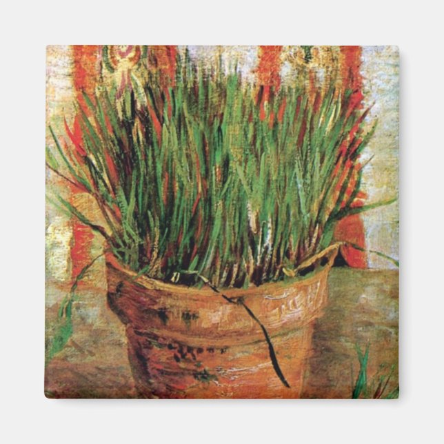 Imán Vincent Van Gogh - Flowerpot Con Chives (Frente)
