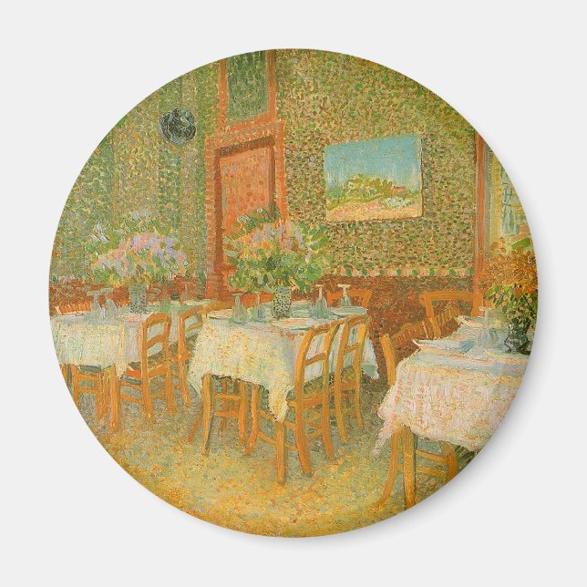 Imán Vincent van Gogh - Interior de un restaurante (Frente)