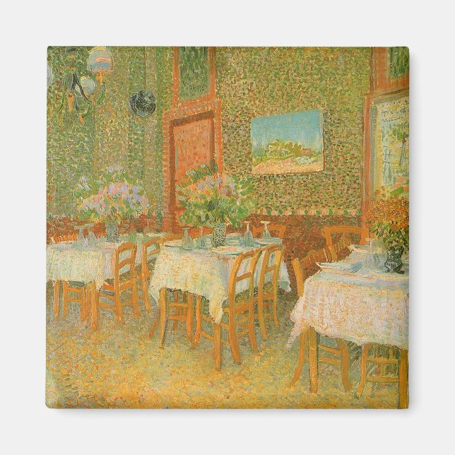 Imán Vincent van Gogh - Interior de un restaurante (Frente)