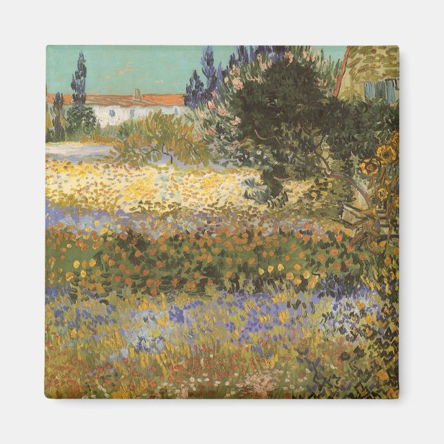 Imán Vincent van Gogh - Jardín de flores (Frente)