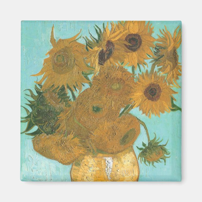 Imán Vincent van Gogh - Jarrón con doce girasoles (Frente)