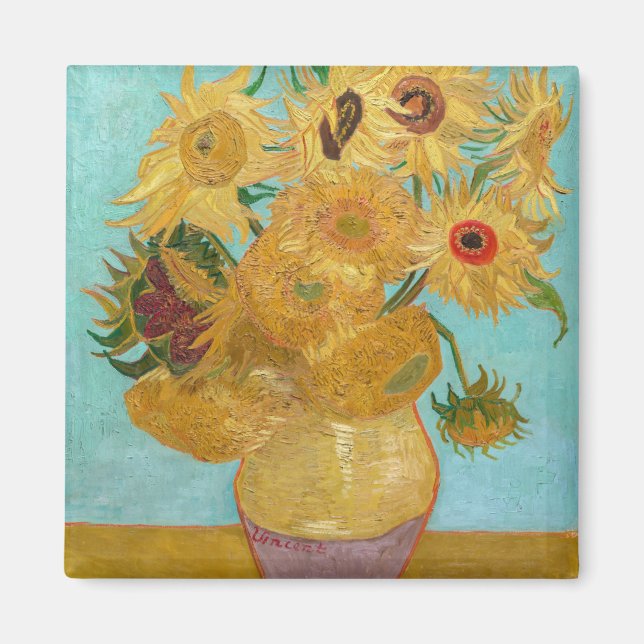 Imán Vincent Van Gogh - Jarrón con doce girasoles (Frente)
