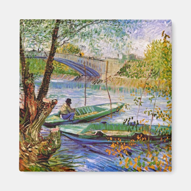 Imán Vincent Van Gogh - La pesca en primavera (Frente)