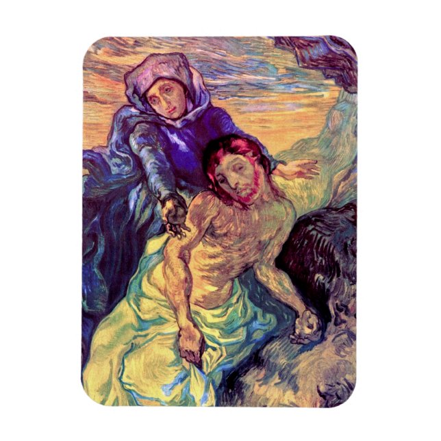 Imán Vincent Van Gogh - La Pieta - Jesús y Virgen María (Vertical)