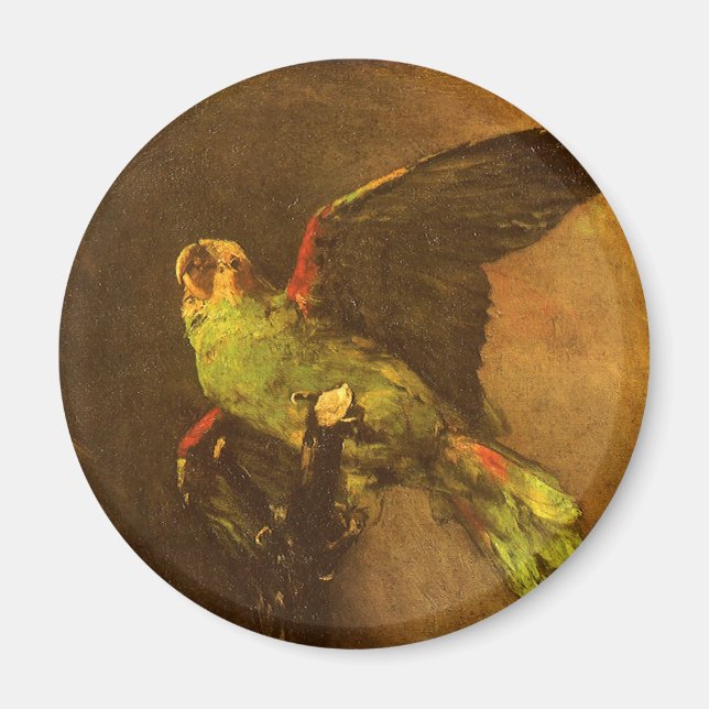 Imán Vincent van Gogh - Naturaleza muerta con loro verd (Frente)