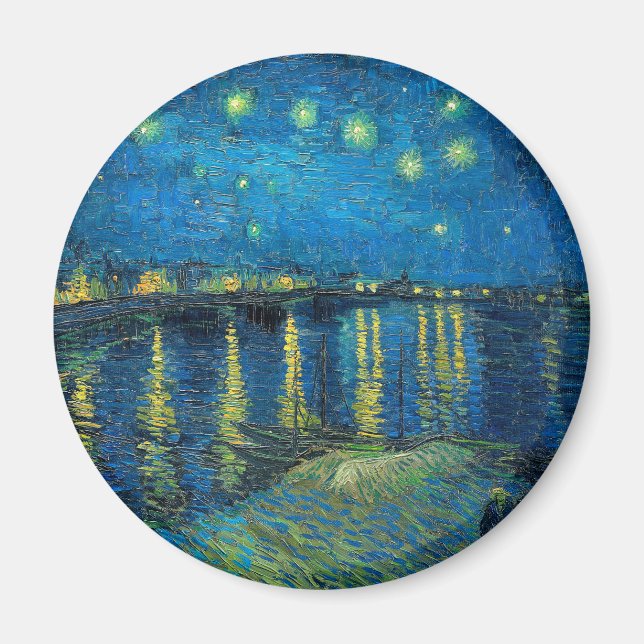 Imán Vincent Van Gogh Noche estrellada sobre el Ródano (Frente)