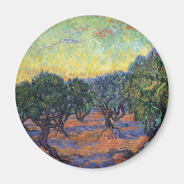 Imán Vincent Van Gogh Olive Grove Impresionsionism Art (Frente)