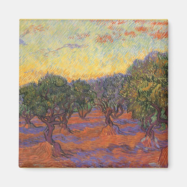Imán Vincent van Gogh - Olive Grove, Naranja Sky (Frente)