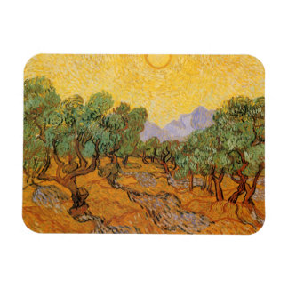 Imán Vincent van Gogh - Olivos, cielo amarillo y sol