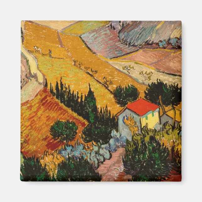 Imán Vincent van Gogh - Paisaje, Casa y Payaso (Frente)