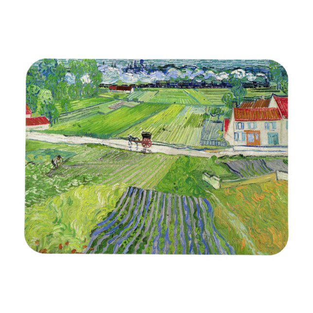 Imán Vincent van Gogh - Paisaje con Carriaje y Tren (Horizontal)