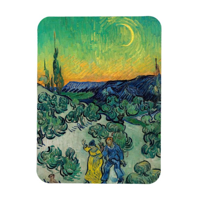 Imán Vincent van Gogh - Paisaje iluminado por luna con  (Vertical)