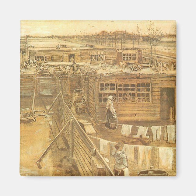 Imán Vincent van Gogh - Patio del carpintero y lavander (Frente)