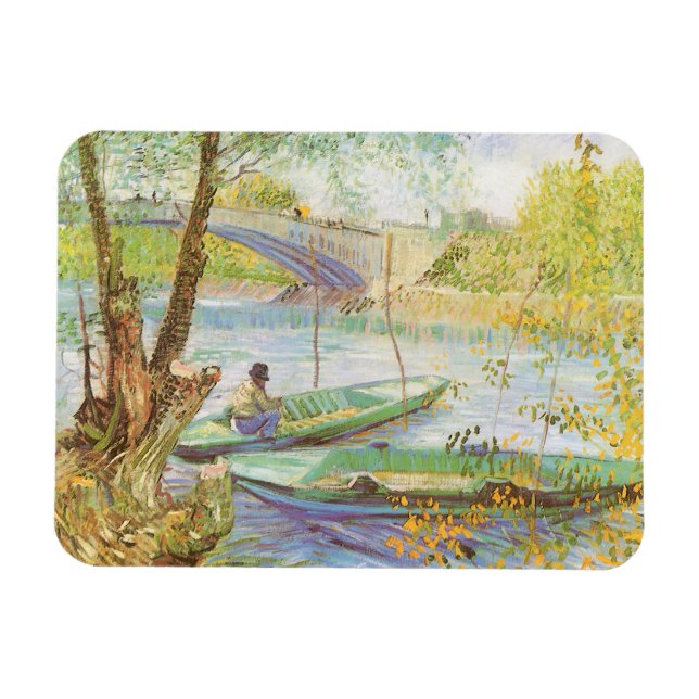 Imán Vincent van Gogh Pescando en primavera, Pont de Cl (Horizontal)