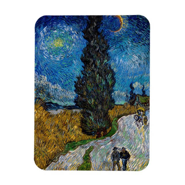 Imán Vincent van Gogh - Road with Cypress and Star (Vertical)