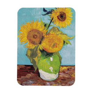 Imán Vincent Van Gogh - Tres Girasoles en un Jarrón