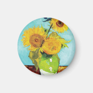 Imán Vincent Van Gogh Tres Girasoles En un Jarrón