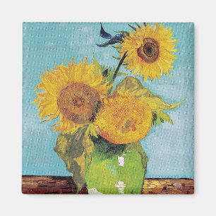 Imán Vincent Van Gogh - Tres Girasoles en un Jarrón