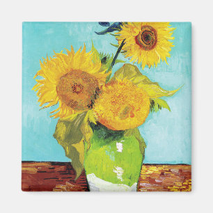 Imán Vincent Van Gogh Tres Girasoles En un Jarrón