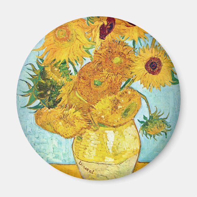 Imán Vincent van Gogh - Vase con 12 girasoles (Frente)