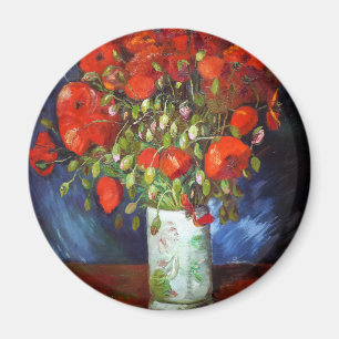 Imán Vincent Van Gogh Vase con el Bella Artes Red Poppi