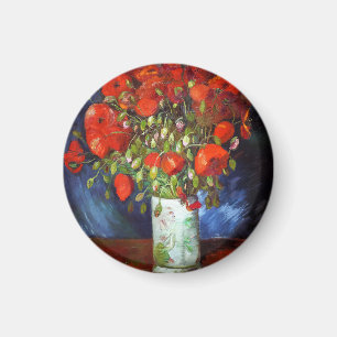 Imán Vincent Van Gogh Vase con el Bella Artes Red Poppi