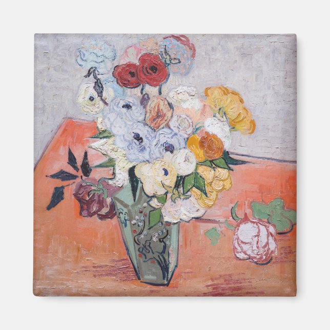 Imán Vincent van Gogh - Vase con Rosas y anemones (Frente)