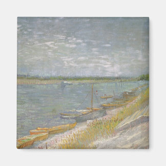 Imán Vincent van Gogh - Vista de un río con botes de re