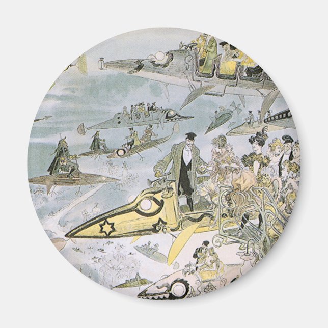 Imán Viñeta Ciencia Ficción Carros Futuristas, taxis (Frente)