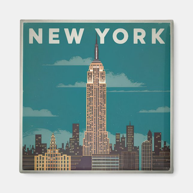 Imán Viñeta de los Estados Unidos de Nueva York (Frente)