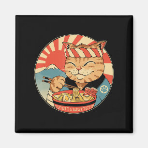 Imán Viñeta Kawaii Ramen Cat Neko Anime Noodal Japonés
