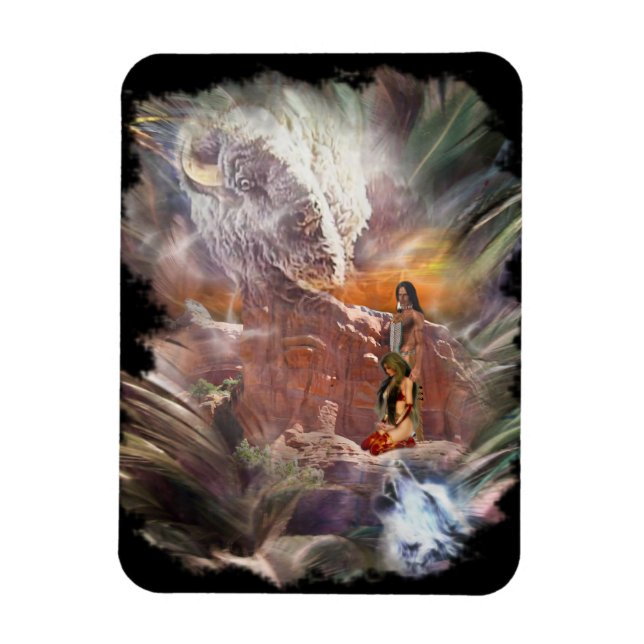 Imán Viñeta nocturna de Boda indio americano (Vertical)