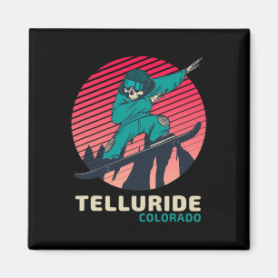 Imán Viñeta Retro Snowboarding Skeleton Telluride Colo