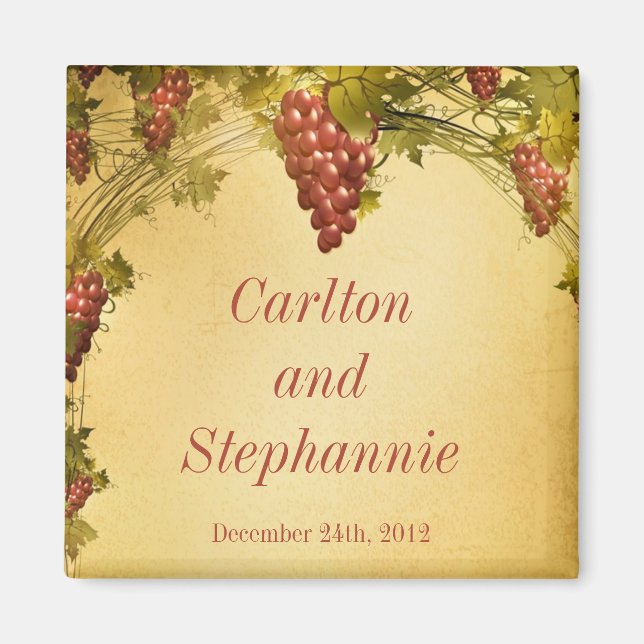 Imán Vineyard Boda Magnet Favor (Frente)