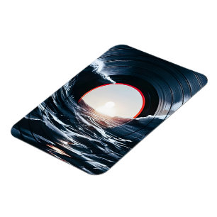 Imán Vinilo Vintage Ola Surf Océano Música Retro