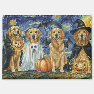 Imán Vino de Halloween Perro Vestido de Bruja Fantasma