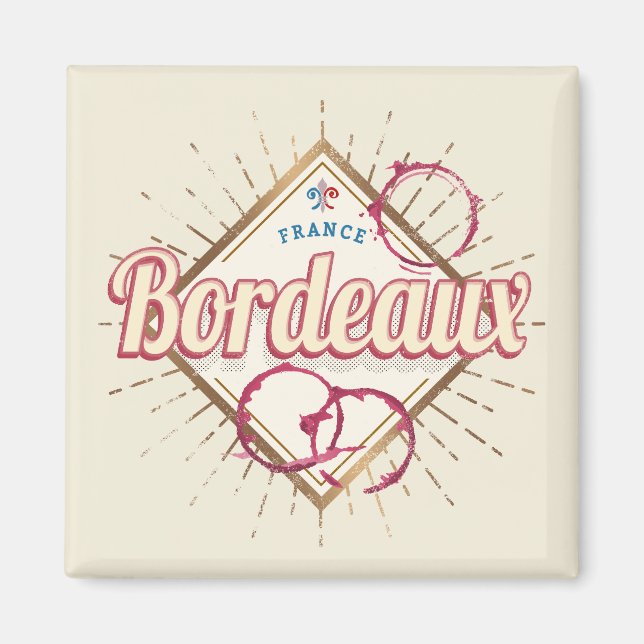 Imán Vino retro de Bordeaux Nouvelle-Aquitaine France (Frente)