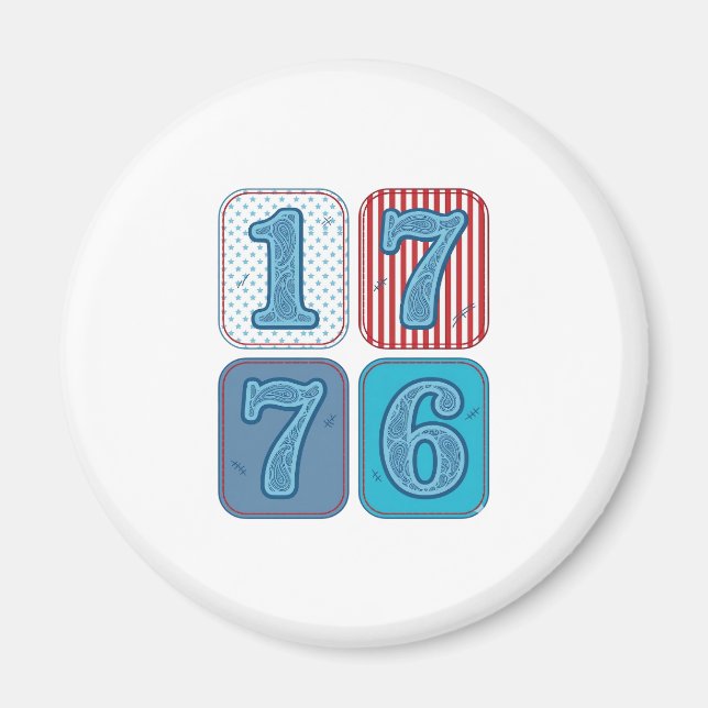 Imán Vintage 1776 Parche Patriótico (Frente)