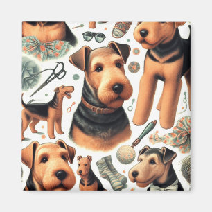 Imán Vintage Airedale Terrier Seamless