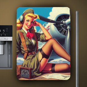 Imán Vintage Airplane Pin-Up